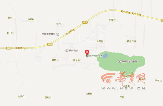 A處為事故發生地點“秦嶺歡樂世界”。