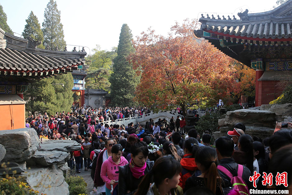 　10月26日，北京香山公園內游客摩肩接踵。