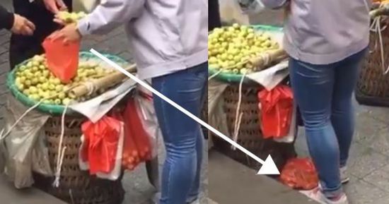 網(wǎng)上流傳的短片顯示，賣棗子棗子的小販以偷龍轉(zhuǎn)鳳的手段把棗子換掉。
