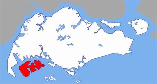 紅色為PX工廠所在裕廊島，與新加坡主城區距離5公里